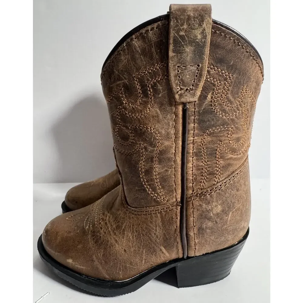 Smoky Mountain Toddler Cowboy Boots Size 5 Brown Distressed Western Leather